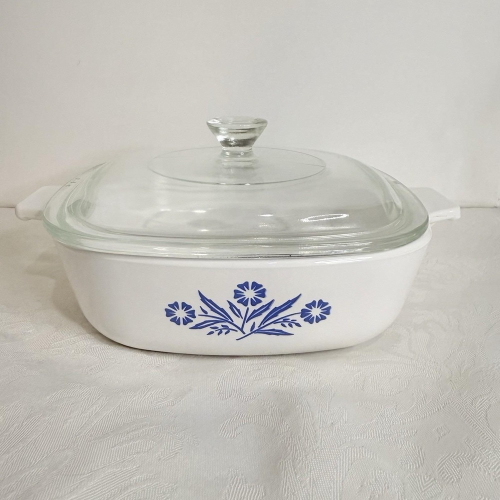 Vintage Rare‎ Corning Ware P-1-B  Blue Cornflower 1 Qt Casserole Dish With Lid